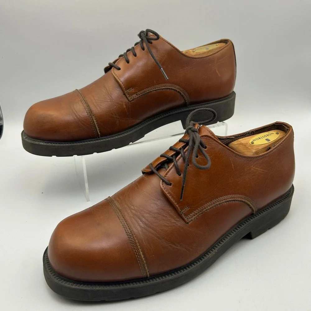 Bass Oxford Shoes Men 10.5 Brown Leather Waterproof Cap Toe Bond RM71 Gorpcore